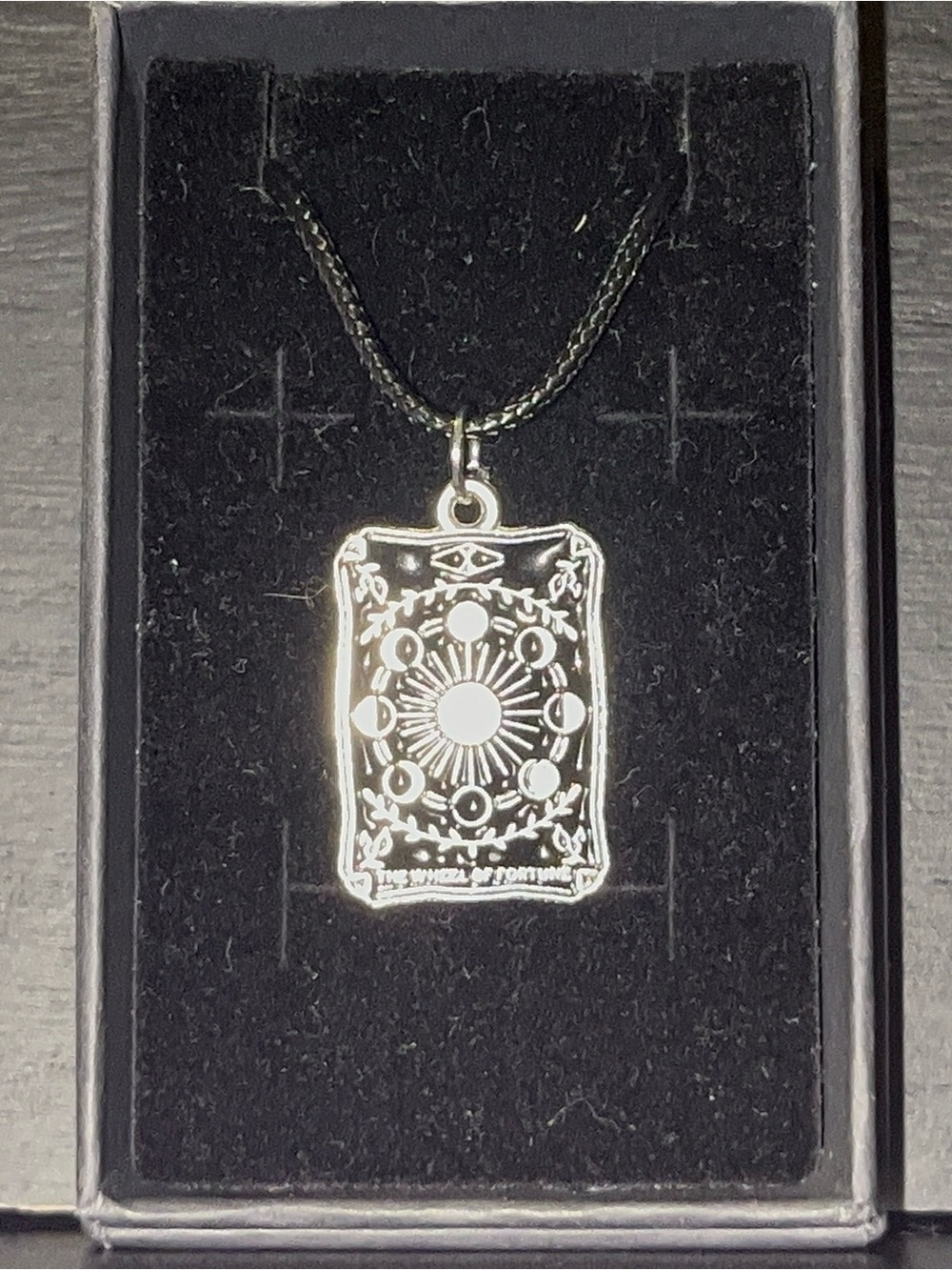 Tarot Card Pendant Necklace in Silver and Black - Unbranded